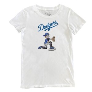 Women's Tiny Turnip White Los Angeles Dodgers Caleb the Catcher T-Shirt