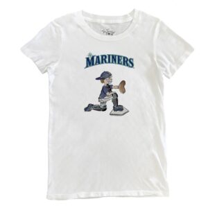 Women's Tiny Turnip White Seattle Mariners Caleb the Catcher T-Shirt