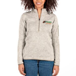 Women's Antigua Oatmeal Florida A&M Rattlers Fortune Half-Zip Pullover Jacket