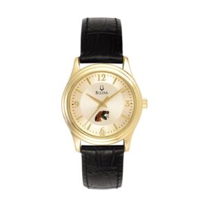 Women's Bulova Gold/Black Florida A&M Rattlers Stainless Steel Watch with Leather Band
