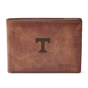 Men's Fossil Brown Tennessee Volunteers Derrick Front Pocket Leather Bi-Fold Wallet