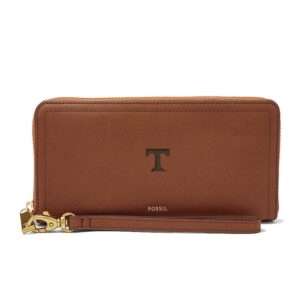 Women's Fossil Brown Tennessee Volunteers Logan RFID Zip-Around Leather Clutch