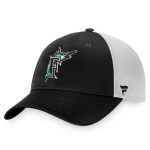 Men's Fanatics Black/White Florida Marlins Cooperstown Collection Core Trucker Snapback Hat