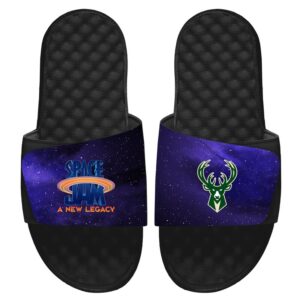 Men's ISlide Black Milwaukee Bucks Space Jam 2 Galaxy Slide Sandals