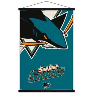 San Jose Sharks 35.75'' x 24.25'' Hanging Framed Logo Poster