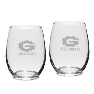 Grambling Tigers 2-Piece 15oz. Stemless Wine Glass Set