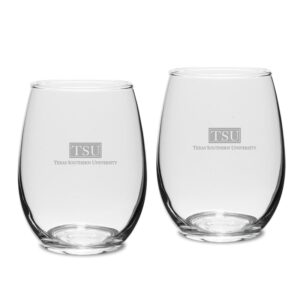 Texas Southern Tigers 2-Piece 15oz. Stemless Wine Glass Set