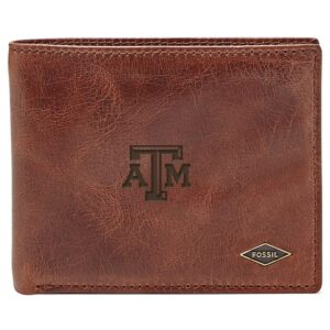 Men's Fossil Brown Texas A&M Aggies Leather Ryan RFID Flip ID Bifold Wallet