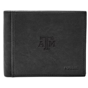 Men's Fossil Black Texas A&M Aggies Leather Ingram RFID Flip ID Bifold Wallet