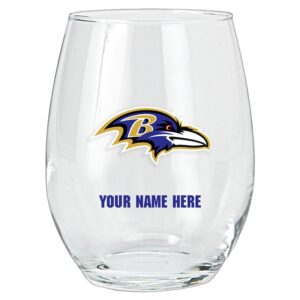 Baltimore Ravens 15oz. Personalized Stemless Glass Tumbler