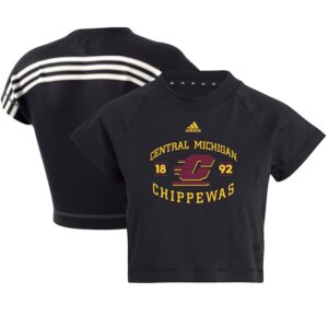Women's adidas Black Central Michigan Chippewas Recycled Cropped T-Shirt