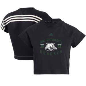 Women's adidas Black Ohio Bobcats Recycled Cropped T-Shirt