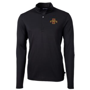 Men's Cutter & Buck Black Iowa State Cyclones Virtue Eco Pique Recycled Quarter-Zip Jacket