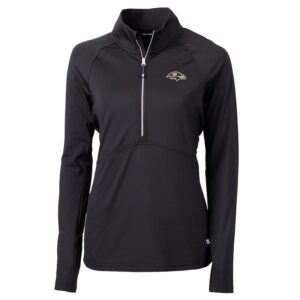 Women's Cutter & Buck Black Baltimore Ravens Adapt Eco Knit Half-Zip Pullover Jacket
