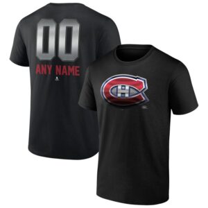 Men's Black Montreal Canadiens Personalized Midnight Mascot Logo T-Shirt