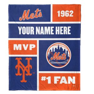 The Northwest Group New York Mets 50'' x 60'' Colorblock Personalized Sherpa Throw