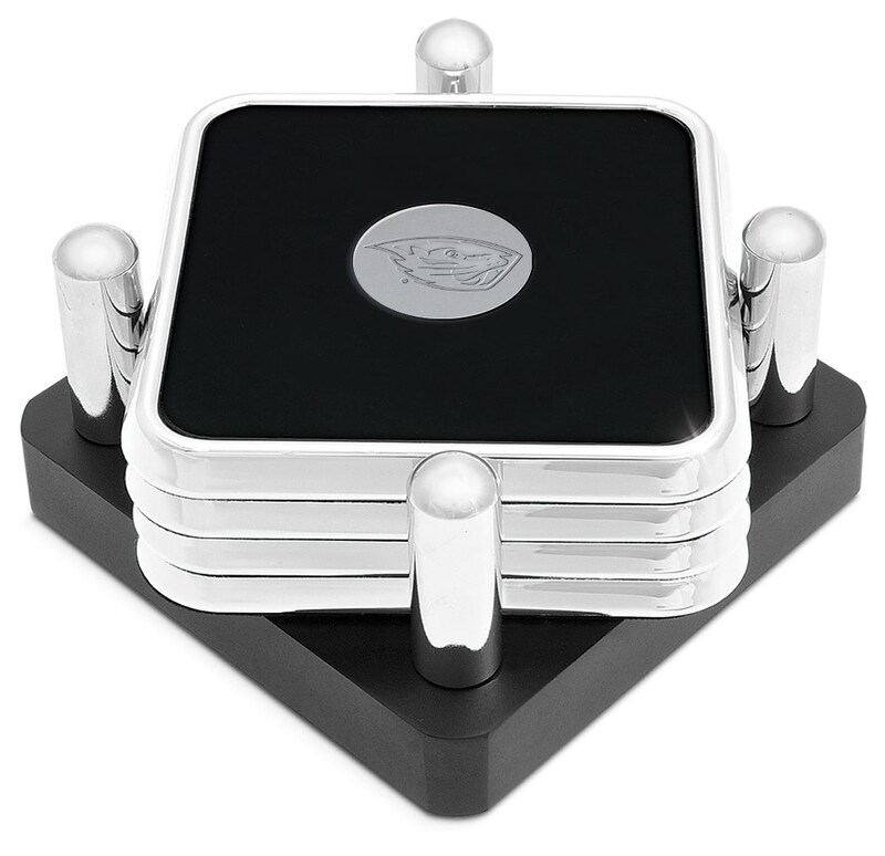 Silver Oregon State Beavers 4-Piece Square Coaster Set in Presentation Stand