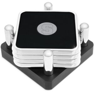 Silver Syracuse Orange 4-Piece Square Coaster Set in Presentation Stand