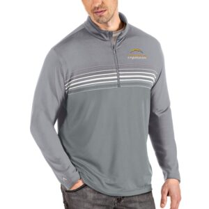 Men's Antigua Steel/Gray Los Angeles Chargers Logo Pace Quarter-Zip Pullover Jacket