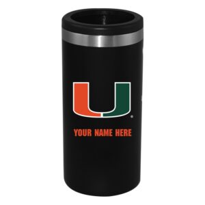 Black Miami Hurricanes 12oz. Personalized Slim Can Holder