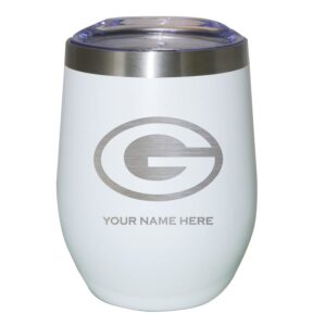 White Green Bay Packers 12oz. Personalized Etched Stemless Tumbler