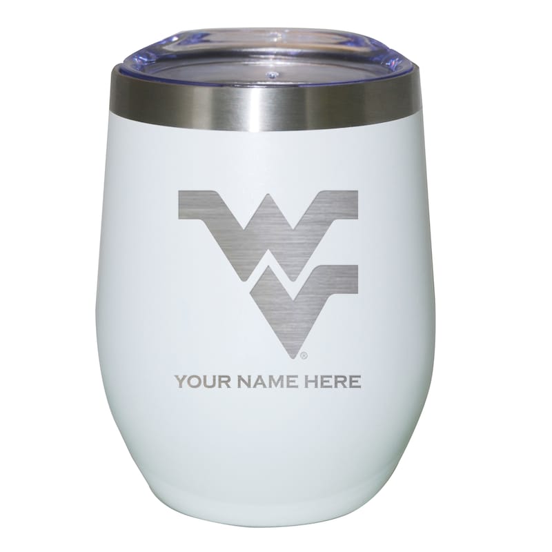 White West Virginia Mountaineers 12oz. Personalized Etched Stemless Tumbler