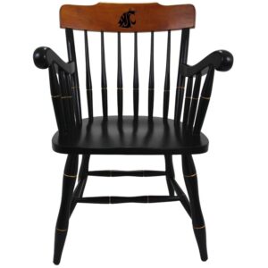 Black Washington State Cougars Primary Logo Captains Chair with Cherry Crown