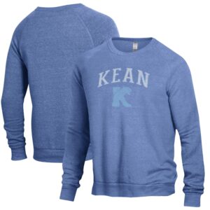 Men's Heathered Blue Kean University Cougars The Champ Tri-Blend Pullover Sweatshirt