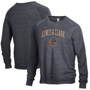Men's Heathered Black Lewis & Clark College Pioneers The Champ Tri-Blend Pullover Sweatshirt