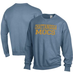 Men's ComfortWash Steel Blue Tennessee Chattanooga Mocs Stack Garment Dyed Crewneck Pullover Sweatshirt