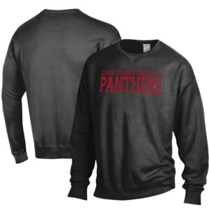 Men's ComfortWash Black Clark Atlanta University Panthers Stack Garment Dyed Crewneck Pullover Sweatshirt