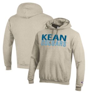 Men's Champion Heathered Oatmeal Kean University Cougars Eco Powerblend Pullover Hoodie