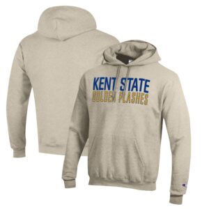 Men's Champion Heathered Oatmeal Kent State Golden Flashes Eco Powerblend Pullover Hoodie