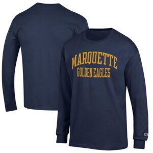 Men's Champion Navy Marquette Golden Eagles Jersey Long Sleeve T-Shirt