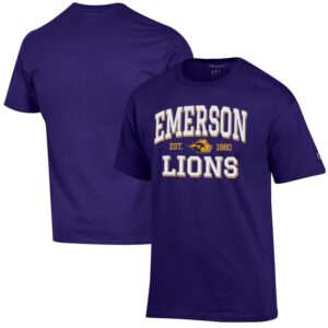 Men's Champion Purple Emerson College Lions Est. Date Jersey T-Shirt