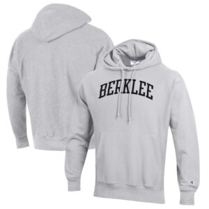 Men's Champion Heathered Gray Berklee College of Music Reverse Weave Fleece Pullover Hoodie