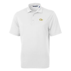 Men's Cutter & Buck White Georgia Tech Yellow Jackets Big & Tall Virtue Eco Pique Recycled Polo