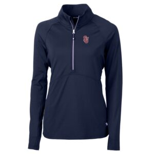 Women's Cutter & Buck Navy St. Johns Red Storm Adapt Eco Knit Half-Zip Pullover Jacket