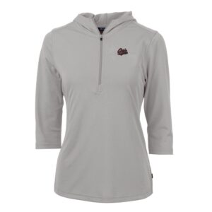 Women's Cutter & Buck Silver Montana Grizzlies Virtue Eco Pique Half-Zip 3/4 Sleeve Pullover Hoodie