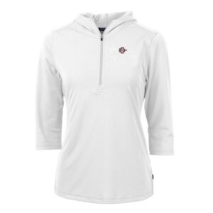 Women's Cutter & Buck White San Diego State Aztecs Virtue Eco Pique Half-Zip 3/4 Sleeve Pullover Hoodie