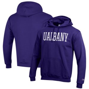 Men's Champion Purple UAlbany Great Danes Eco Powerblend Pullover Hoodie