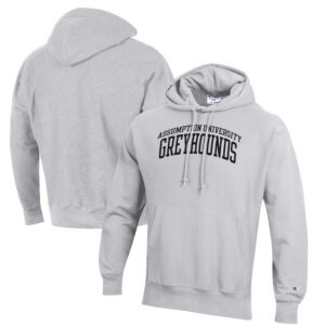 Men's Champion Heathered Gray Assumption Greyhounds Reverse Weave Fleece Pullover Hoodie
