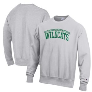 Men's Champion Heathered Gray Northern Michigan Wildcats Reverse Weave Fleece Crewneck Sweatshirt