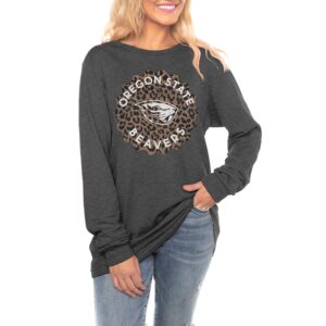 Women's Gameday Couture Charcoal Oregon State Beavers Varsity League Luxe Boyfriend Long Sleeve T-Shirt
