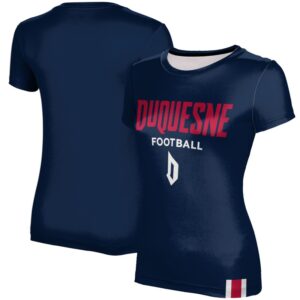 Women's Navy Duquesne Dukes Football T-Shirt
