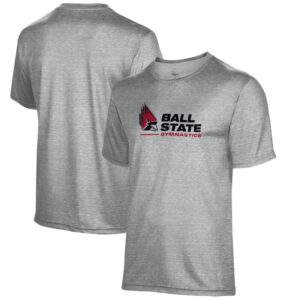Men's Gray Ball State Cardinals Gymnastics Name Drop T-Shirt
