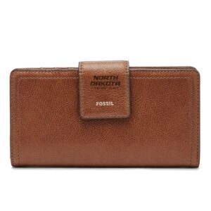 Women's Fossil Brown North Dakota Leather Logan RFID Tab Clutch