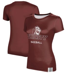 Women's Maroon Trinity Tigers Baseball T-Shirt