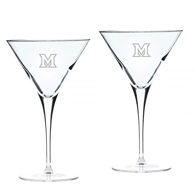 Miami University RedHawks 2-Piece 10oz. Luigi Bormioli Titanium Martini Glass Set