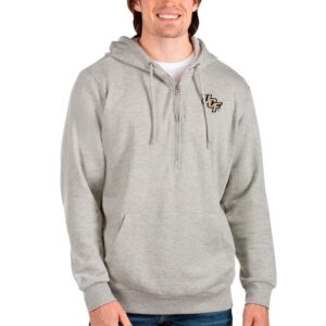Men's Antigua Heathered Gray UCF Knights Action Quarter-Zip Pullover Hoodie